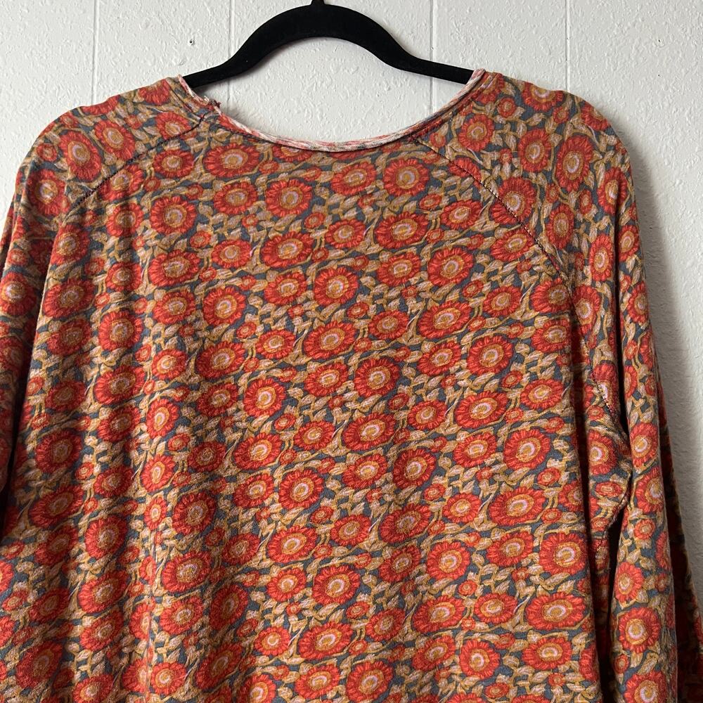 Natural Life Floral Top Womens XL Cropped Boxy Relaxed 100% Cotton Boho Slouchy - Picture 7 of 10